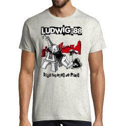Tee-shirt homme blanc chiné Dans les rues de Paris (Ludwig Von 88,Rock & Punk,Laul)