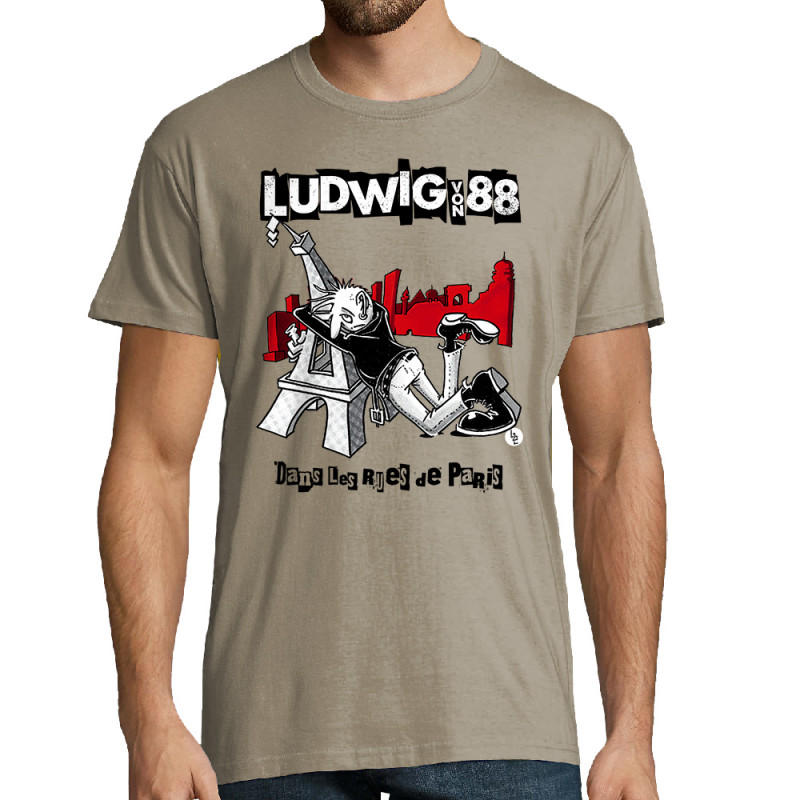 Tee-shirt homme gris zinc Dans les rues de Paris (Ludwig Von 88,Rock & Punk,Laul)