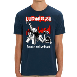 T-shirt homme coton bio bleu marine Dans les rues de Paris (Ludwig Von 88,Rock & Punk,Laul)