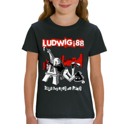 T-shirt enfant coton bio noir Dans les rues de Paris (Ludwig Von 88,Rock & Punk,Laul)
