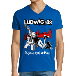T-shirt homme col V bleu royal Dans les rues de Paris (Ludwig Von 88,Rock & Punk,Laul)
