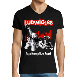 T-shirt homme col V noir Dans les rues de Paris (Ludwig Von 88,Rock & Punk,Laul)