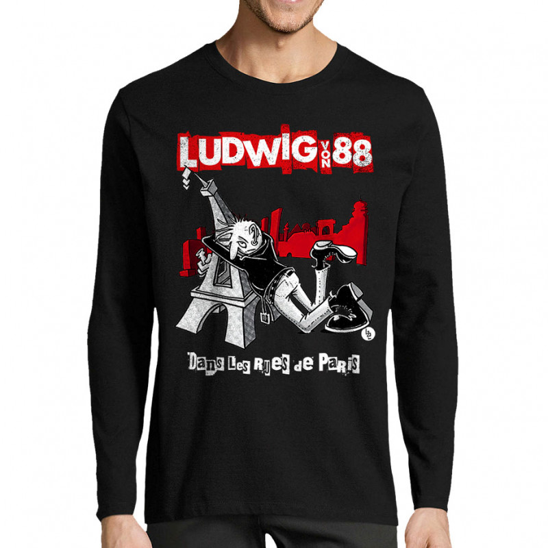 T-shirt homme manches longues noir Dans les rues de Paris (Ludwig Von 88,Rock & Punk,Laul)