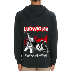 Sweat homme zippé à capuche coton bio noir Dans les rues de Paris (Ludwig Von 88,Rock & Punk,Laul)