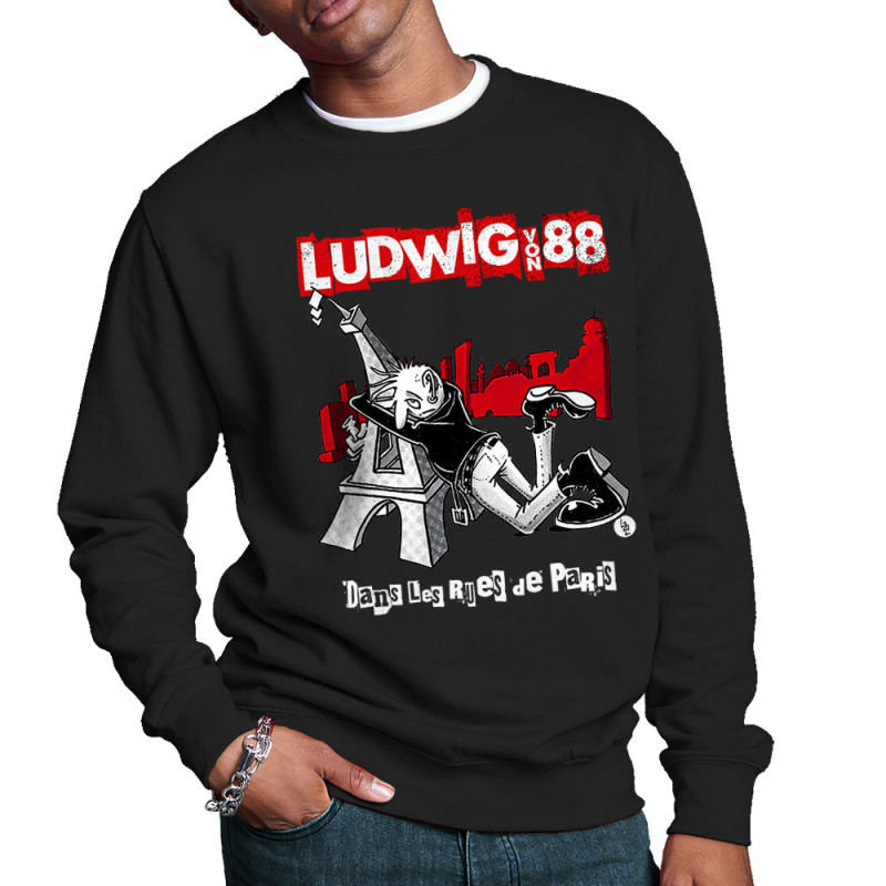 Sweat homme col rond noir Dans les rues de Paris (Ludwig Von 88,Rock & Punk,Laul)