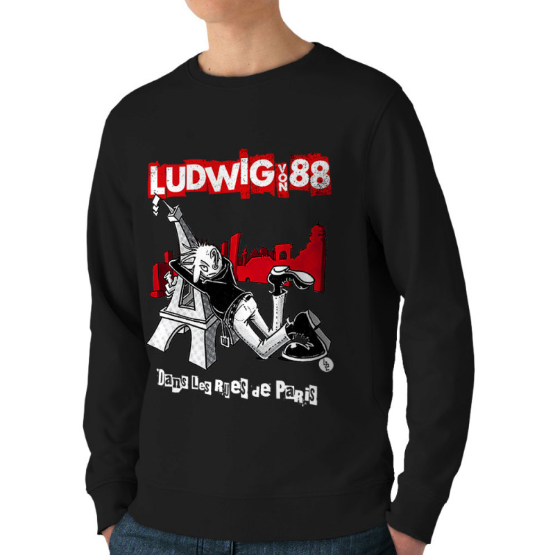 Sweat homme bio col rond noir Dans les rues de Paris (Ludwig Von 88,Rock & Punk,Laul)