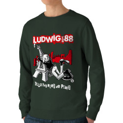 Sweat homme bio col rond vert foncé Dans les rues de Paris (Ludwig Von 88,Rock & Punk,Laul)