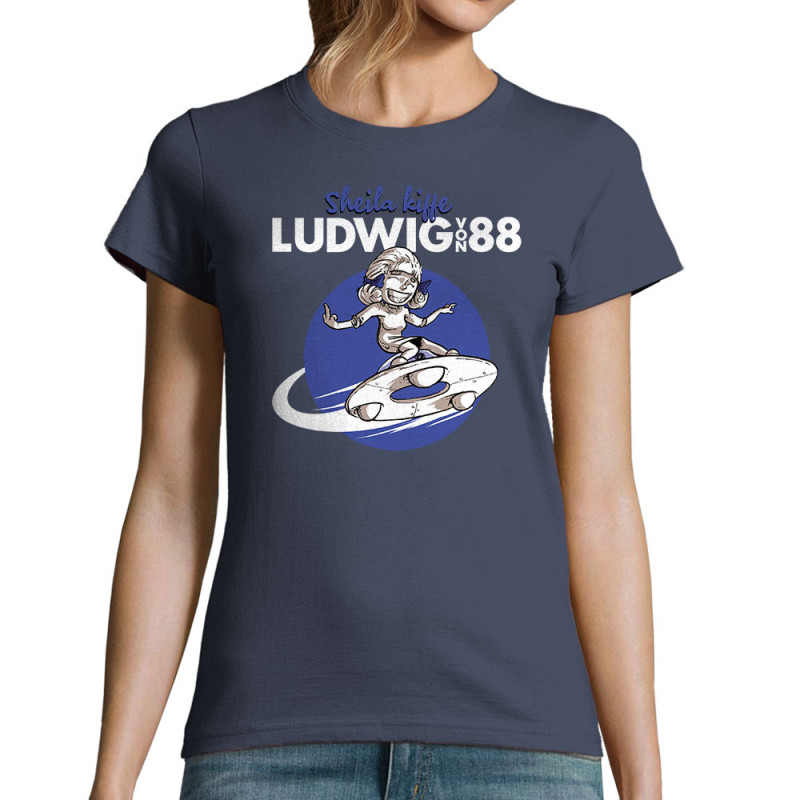 T-shirt femme bleu denim Sheila kiffe ludwig von 88 (Ludwig Von 88,Rock & Punk)