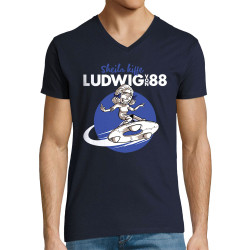 T-shirt homme col V bleu marine Sheila kiffe ludwig von 88 (Ludwig Von 88,Rock & Punk)