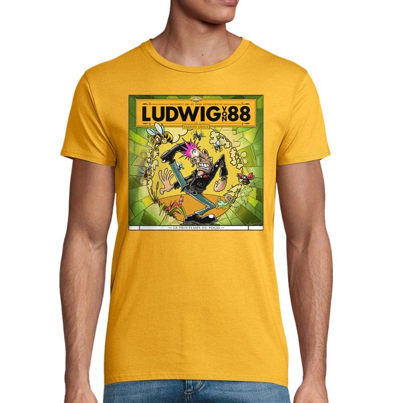 T-shirt homme coton bio jaune Le printemps du pogo (Ludwig Von 88,Rock & Punk,Laul)
