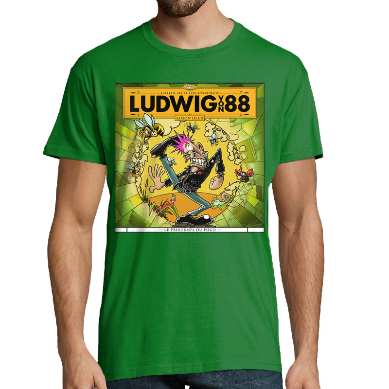 Tee-shirt homme vert prairie Le printemps du pogo (Ludwig Von 88,Rock & Punk,Laul)