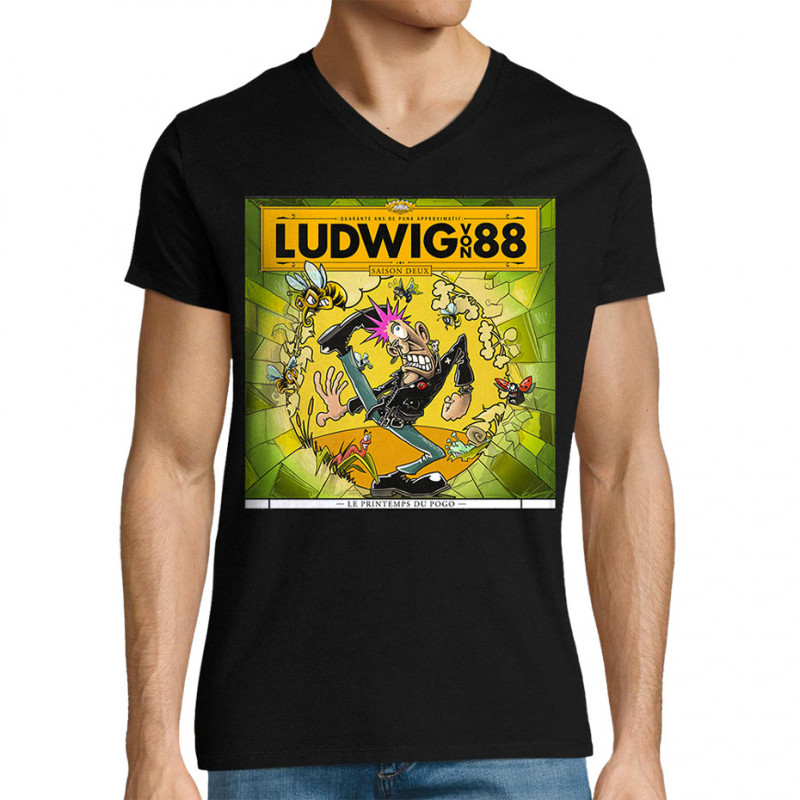T-shirt homme col V noir Le printemps du pogo (Ludwig Von 88,Rock & Punk,Laul)
