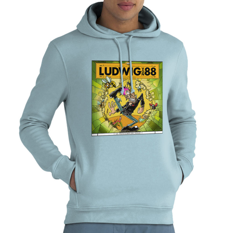 Sweat homme à capuche coton bio bleu ciel Le printemps du pogo (Ludwig Von 88,Rock & Punk,Laul)