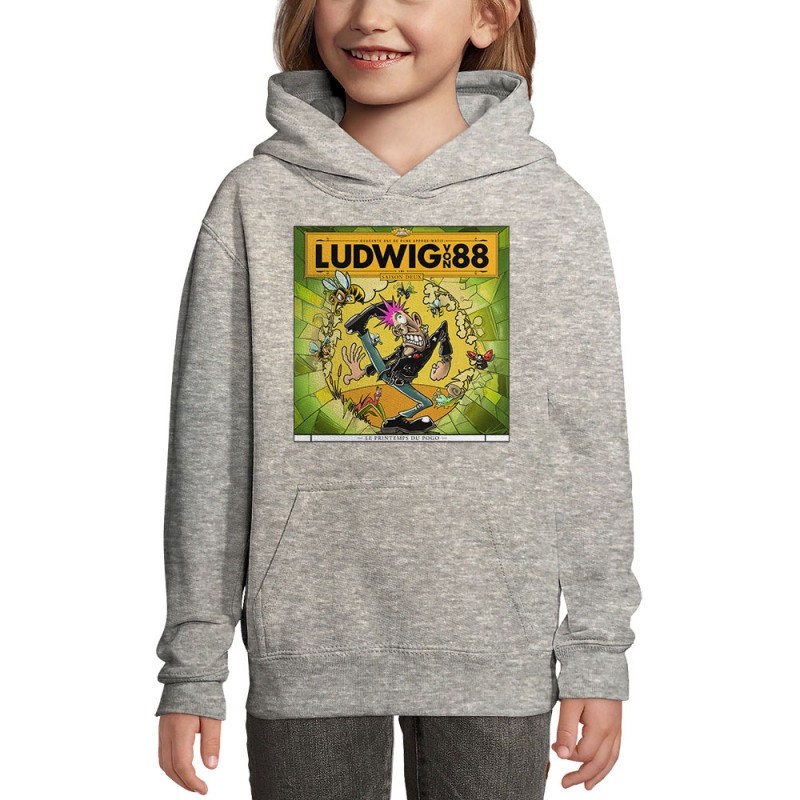Sweat enfant à capuche gris chiné Le printemps du pogo (Ludwig Von 88,Rock & Punk,Laul)