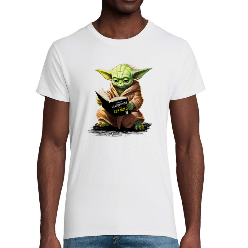T-shirt homme coton bio blanc Yoda pour les nuls (Gondrax,Films/Séries,Humour,Star Wars)
