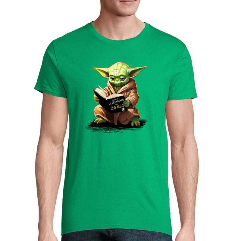 T-shirt homme coton bio vert prairie Yoda pour les nuls (Gondrax,Films/Séries,Humour,Star Wars)
