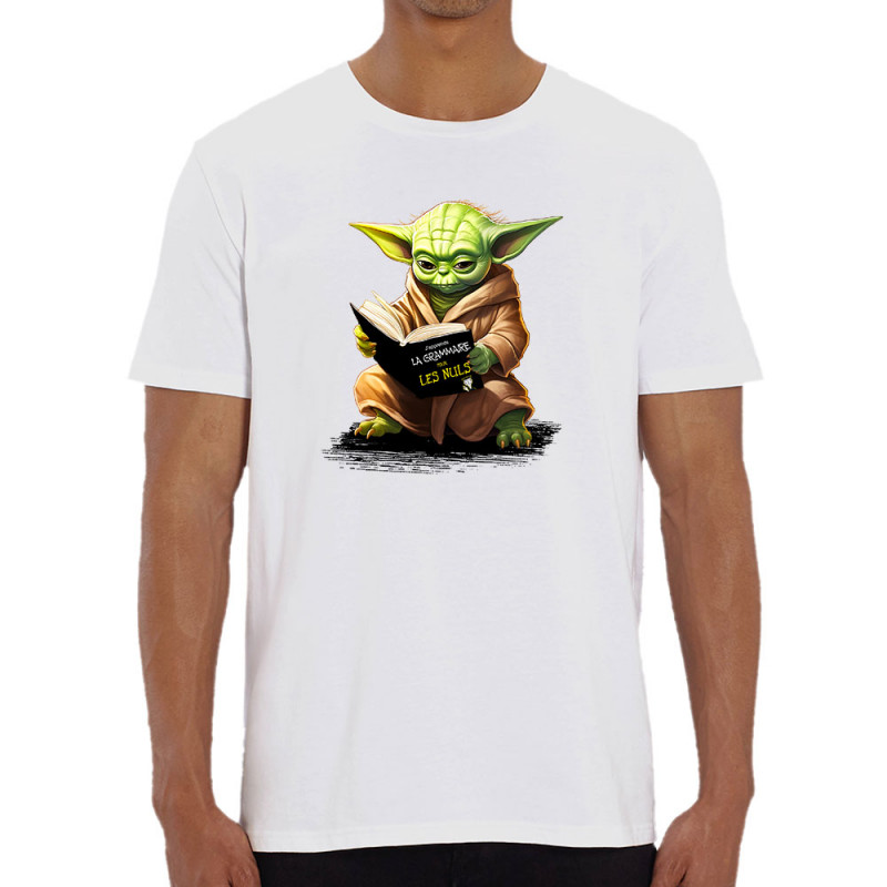 T-shirt homme coton bio blanc Yoda pour les nuls (Gondrax,Films/Séries,Humour,Star Wars)