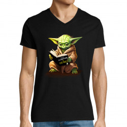 T-shirt homme col V noir Yoda pour les nuls (Gondrax,Films/Séries,Humour,Star Wars)