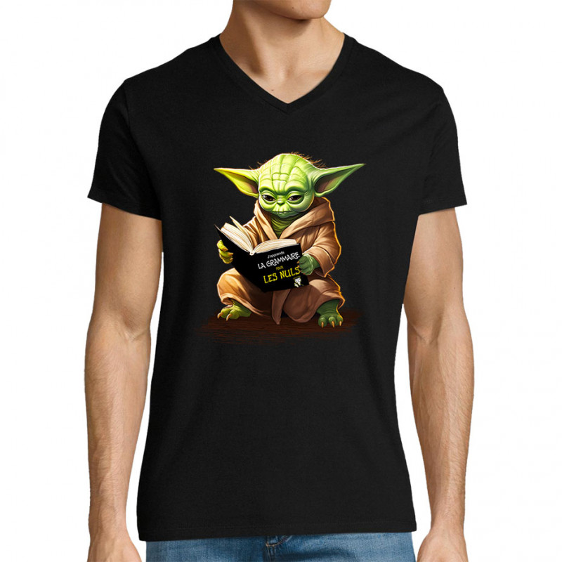 T-shirt homme col V noir Yoda pour les nuls (Gondrax,Films/Séries,Humour,Star Wars)