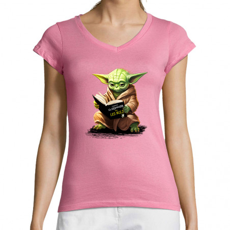 T-shirt femme col V "Yoda...