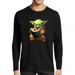 T-shirt homme manches longues noir Yoda pour les nuls (Gondrax,Films/Séries,Humour,Star Wars)