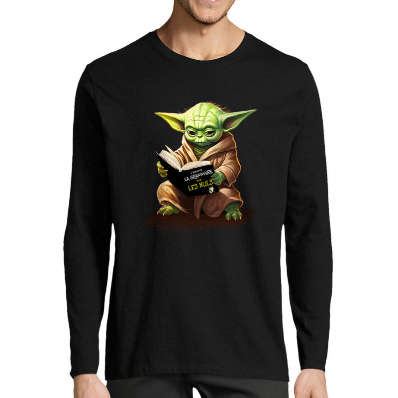 T-shirt homme manches longues noir Yoda pour les nuls (Gondrax,Films/Séries,Humour,Star Wars)