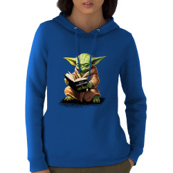 Sweat femme à capuche coton bio bleu royal Yoda pour les nuls (Gondrax,Films/Séries,Humour,Star Wars)