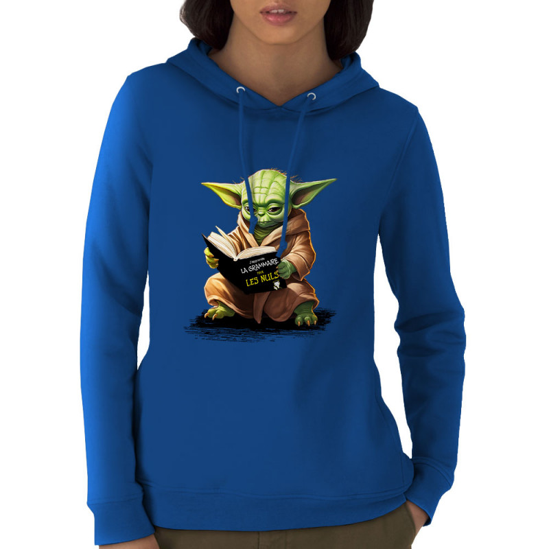 Sweat femme à capuche coton bio bleu royal Yoda pour les nuls (Gondrax,Films/Séries,Humour,Star Wars)