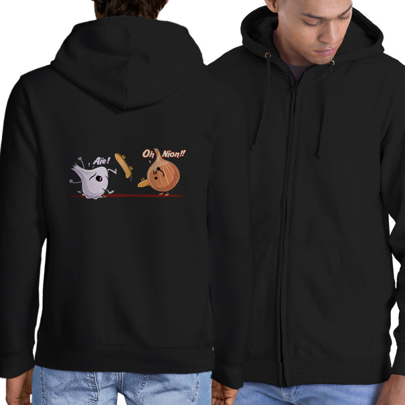 Sweat homme à capuche zippé noir aïe oh nion (Skurg,Fruits & Légumes,Humour,Skate)
