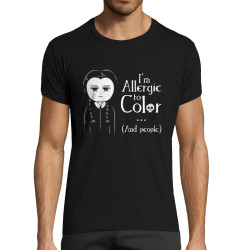 T-shirt homme fit noir Wednesday Adams allergic to color (Le Duc,Humour,Films/Séries)
