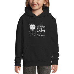 Sweat enfant à capuche noir Wednesday Adams allergic to color (Le Duc,Humour,Films/Séries)