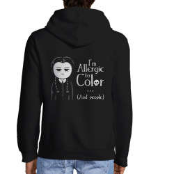 Sweat homme à capuche zippé noir Wednesday Adams allergic to color (Le Duc,Humour,Films/Séries)