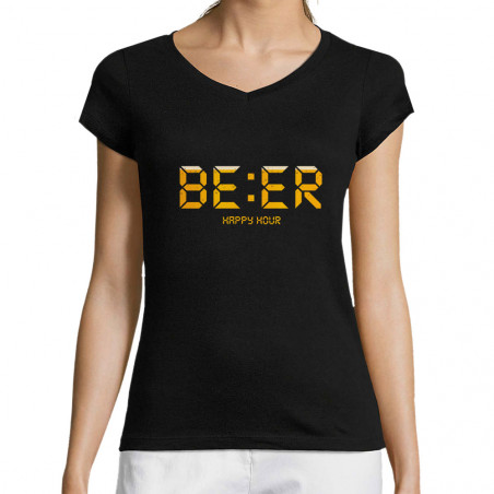 T-shirt femme col V "BEER...