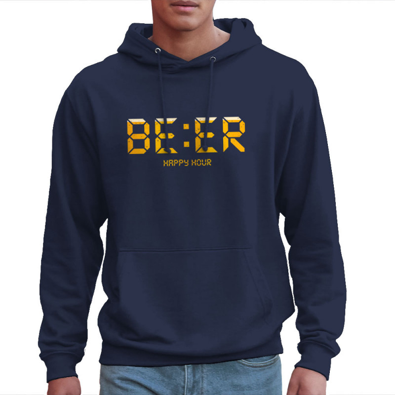 Sweat homme à capuche bleu marine BEER Happy Hour (Le Duc,Humour,Films/Séries)