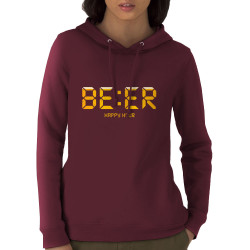 Sweat femme à capuche coton bio bordeaux BEER Happy Hour (Le Duc,Humour,Films/Séries)