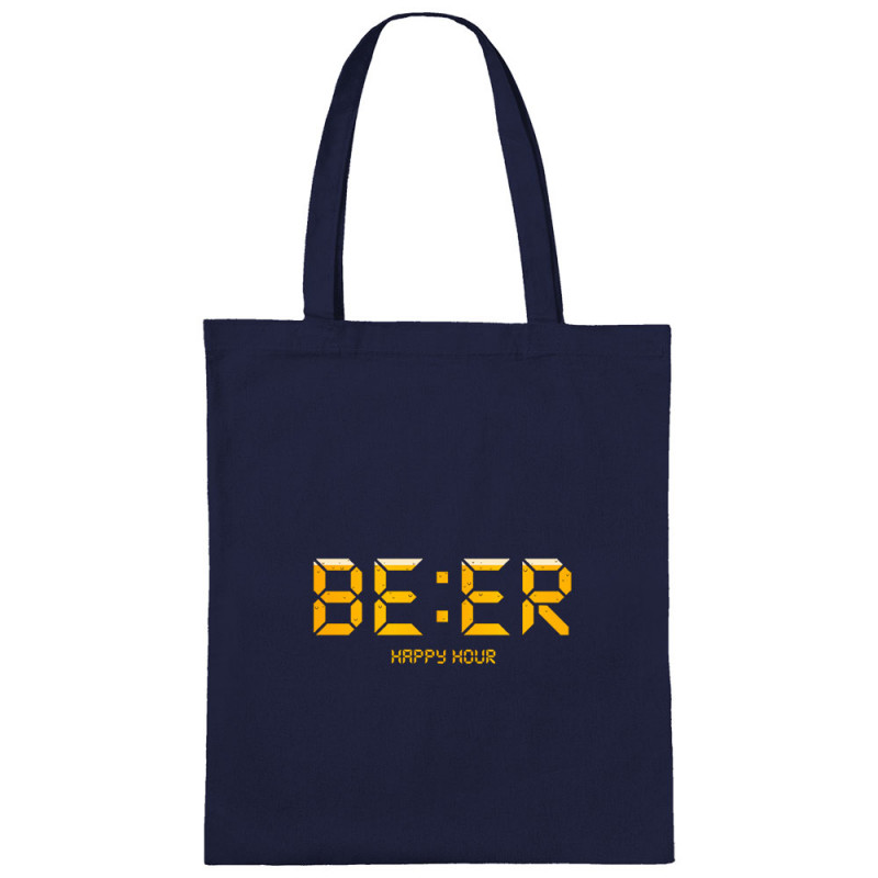 Sac shopping en toile bleu marine BEER Happy Hour (Le Duc,Humour,Films/Séries)