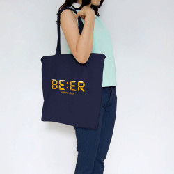 Sac shopping en toile bleu marine BEER Happy Hour (Le Duc,Humour,Films/Séries)