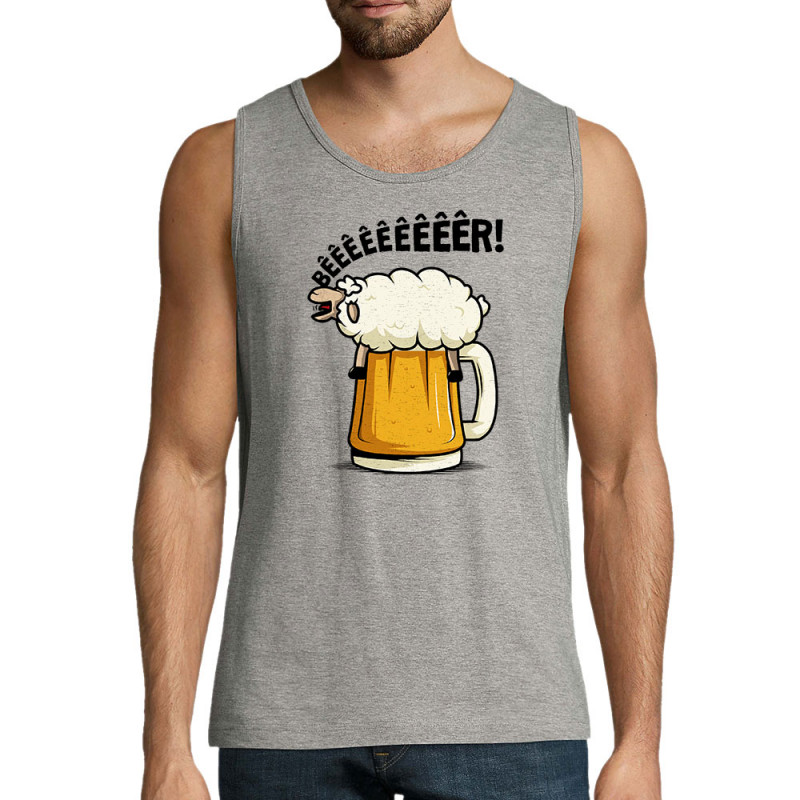 Débardeur homme gris chiné Beeeer mouton (Le Duc,Alcool,Animaux)