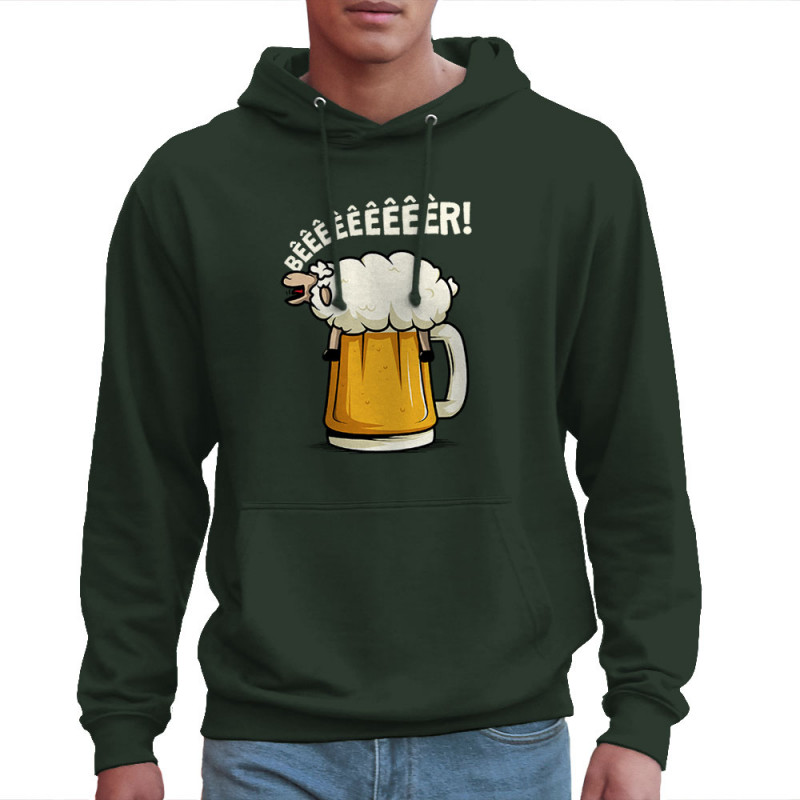 Sweat homme à capuche vert foncé Beeeer mouton (Le Duc,Alcool,Animaux)