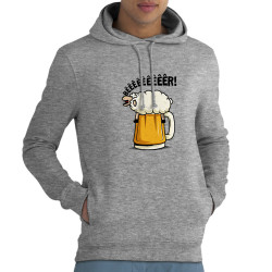 Sweat homme à capuche coton bio gris chiné Beeeer mouton (Le Duc,Alcool,Animaux)
