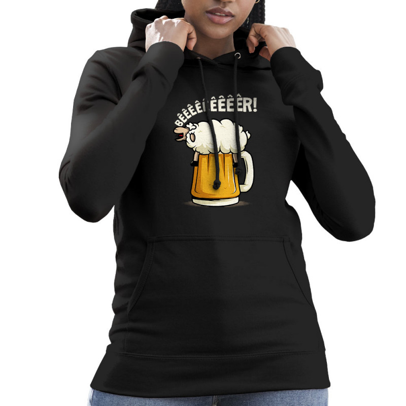 Sweat femme à capuche noir Beeeer mouton (Le Duc,Alcool,Animaux)