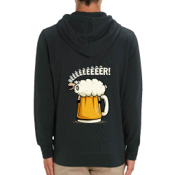 Sweat homme zippé à capuche coton bio noir Beeeer mouton (Le Duc,Alcool,Animaux)