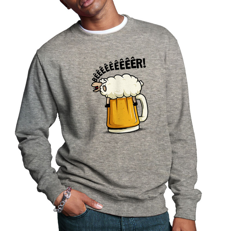 Sweat homme col rond gris chiné Beeeer mouton (Le Duc,Alcool,Animaux)