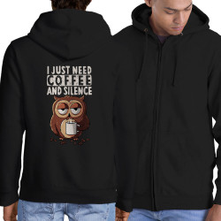 Sweat homme à capuche zippé noir Just need coffee (Le Duc,Fruits & Légumes,Animaux)