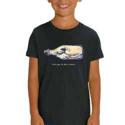 T-shirt enfant coton bio noir Pas la mer à boire Hokusaï (Gondrax,Hokusaï,Musée)