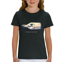 T-shirt enfant coton bio noir Pas la mer à boire Hokusaï (Gondrax,Hokusaï,Musée)