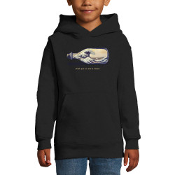 Sweat enfant à capuche noir Pas la mer à boire Hokusaï (Gondrax,Hokusaï,Musée)