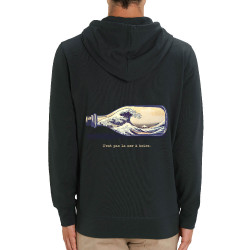 Sweat homme zippé à capuche coton bio noir Pas la mer à boire Hokusaï (Gondrax,Hokusaï,Musée)