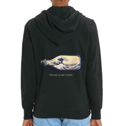 Sweat femme zippé à capuche coton bio noir Pas la mer à boire Hokusaï (Gondrax,Hokusaï,Musée)