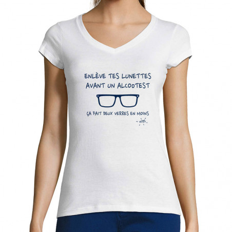 T-shirt femme col V "Enlève...